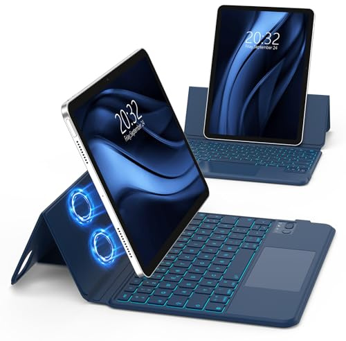 GOKOCO Funda magnética con teclado para iPad Pro de 11 pulgadas (2024 M4), funda para teclado para iPad Pro de 11 ″ 5.Gen M4, formato vertical y horizontal ajustable, panel táctil multitáctil y