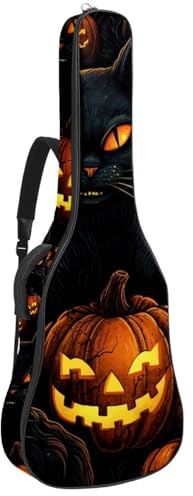 Bassgitarrentasche mit Halloween Katze Kürbis 40, Akustikgitarrentasche 101,6 cm E-Gitarrenkoffer, wasserdichte Oxford E-Gitarre Gigbag für akustische klassische Gitarre, Ukulele,