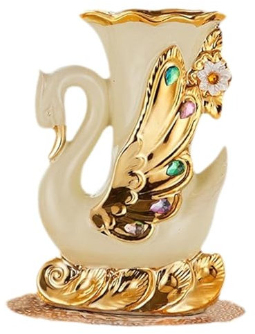 Kuntesetty Porzellanvase im europäischen Stil, Porzellanvase, Blumenvase, Schwanenvase, für Küche, Hochzeitsgeschenk, Niedriger Kopf