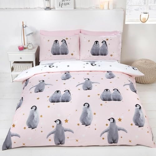 Bettdecke 200x220 Ohne Bezug Nutzbar, Pinguin Sterne Sind Süß Bettdecken Waschbar Ganzjahresdecke Tier 4 Jahreszeiten Steppdecke, Bettzeug Microfaser mit 2 Kissenbezug für Sommer Winter Doppelbett