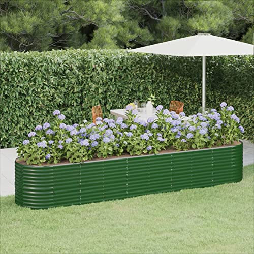 Xichuzi Hochbeet Pulverbeschichteter Stahl 368x80x68 cm Grün, Palettenrahmen, Hochteich, Gemüsebeet, Kräuterregal Balkon, Blumenbeet, Kräuterspirale, Tomatenbeet, Pflanzhochbeet - 318963