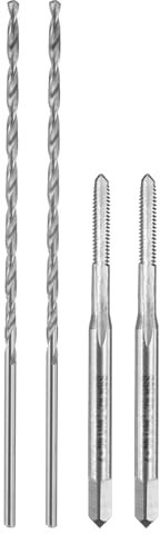 sourcing map Set di punte per trapano e rubinetto, 2 pezzi 2 – 56 UNC diritto flauto filettati filettati e 2 punte elicoidali da 1,8 mm, HSS-6542 kit di utensili per filettare maschiatura