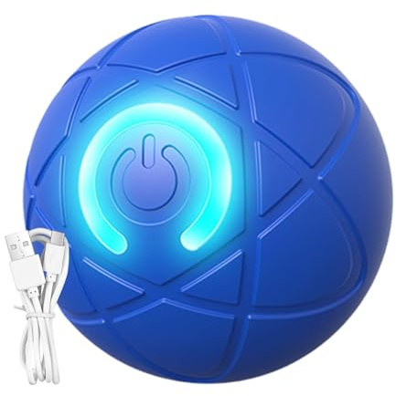 Interaktives Hunde Ball Spielzeug, Automatisch Rollender Ball, Selbstrollender Ball Hunde, Interaktives Hundespielzeug Ball, Wiederaufladbarer interaktiver Hundespielzeug-Hundeball mit LED-Licht, Blau