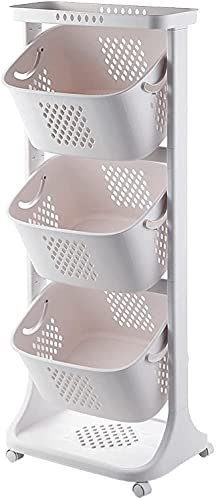 Msuiiixcccc Portafrutta Verdura Cestino portaoggetti a 3 Livelli con Ruota Cestini Frutta Verdura Bagno Cucina Stoccaggio Snack in plastica Scaffale organizzatore