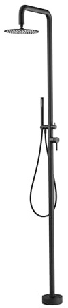 Mice - Columna de Ducha para exterior fabricada en acero inoxidable S316 - Monomando de 2 Vias con Mango de ducha - Duchas para Piscinas, Jardines y SPA Color Negro Mate
