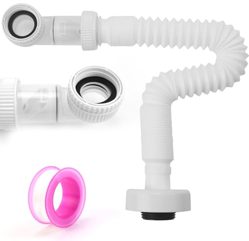 Flexibler Ablaufschlauch Raumsparsiphon Abflussrohr Siphon Rohr 1 1/4 Zoll Siphon Waschbecken Austauschbarer Abwasserrohr Geruchsverschluss für Küchenspüle Badezimmer Abfluss Rohr