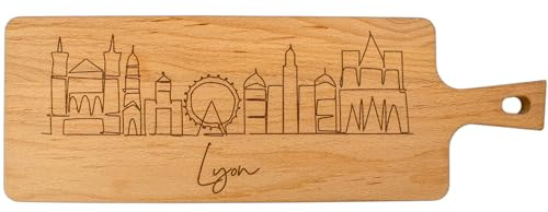 ERNESTINE - Planche à découper en bois ville de Lyon - planches de cuisine pour fromage ou charcuterie - Idée cadeau anniversaire, retraite, fête des pères, fêtes des grands-pères - haute qualité
