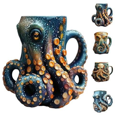 Cthulhu-Inspired Pirate Tankard, 3D Octopus/Kraken Design Beer Mug for Bar Restaurant Home, Dragon Collector Themed Party Decoration Drinkware Gift for Men,Medieval Pirate Beer Cup (A)