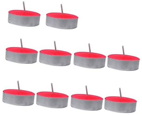 ABOOFAN 10piezas Velas De Té Pequeñas y Anchas Sin Humo De Para Fiestas y Bodas Horas Por Caja Color Rojo