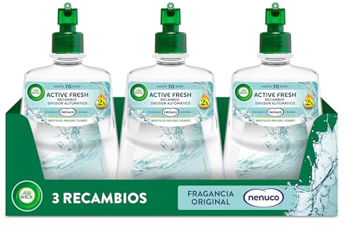 Air Wick Active Fresh Spray Automatico Sin Aerosol - Ambientador para casa con aroma a Nenuco - Pack de 3 Recambios (228mlx3)