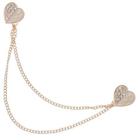 WRITWAA 2 Pièces Broche pour Femme avec Chaîne à et Forme de Cœur Pin pour Costume Manteau Cardigan de Vêtement Élégant et