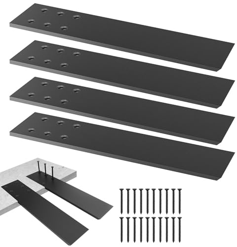 WENHUALI Hidden Countertop Support Brackets Heavy Duty, 4 Pack 12 x 2.5 Counter Support Bracket for Granite, Quartz, Wood & Concrete Countertops, Ideal for DIY Projects with Screws