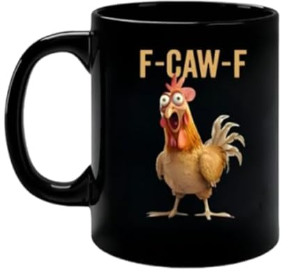 F-Caw-F Coffee Mug Funny Chicken Mug, Novelty Ceramic F-Caw-F Rooster Coffee Cups for Men Women, Farmhouse Home Decor, 11oz