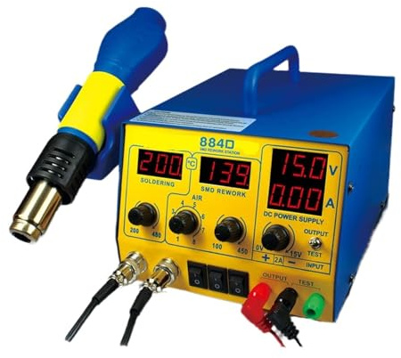 Poste de Soudage, Station De Soudage 3 En 1, Station À Air Chaud Avec Alimentation Cc 15V, 2a, Station De Soudage