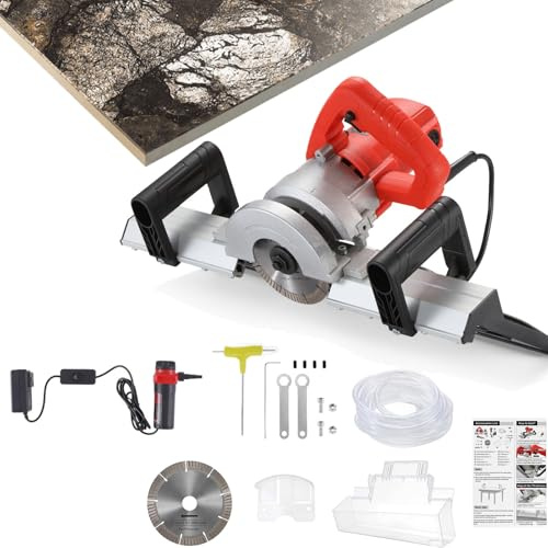 Fliesenschneider, elektrischer Fliesenschrägschneider, 45-Grad-Fliesenfasenwerkzeug, Fliesenfasenmaschine mit 2 Sägeblättern, for großformatige Fliesen, Keramik, Porzellan