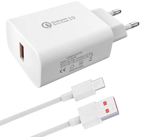 Cargador USB-C 18W QC3.0 Cable 2m Tipo C para móviles, 5V, Blanco | Calidad confiable, diseño práctico y uso versátil para las necesidades diarias.
