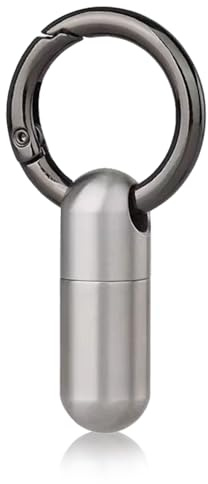 Small Pill Case Keychain, Stainless Steel Keychain Pill Holder, Waterproof & Portable Pills Container with Convenient Carabiner Clip for Outdoor Camping Travel Purse Pocket