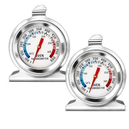 2PCS Backofenthermometer 50-300°C/100-600°F, Ofenthermometer für Backofen Analog Thermometer aus Edelstahl als Bratenthermometer, Fleischthermometer Analog für Grill und Herd, Thermometer Innen