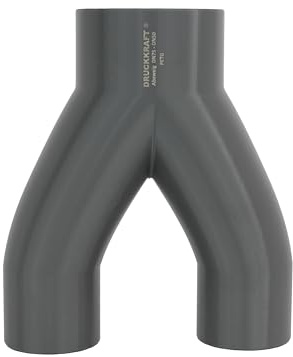 DRUCKKRAFT 2-Wege Abzweig Rohr DN 75 mm auf DN 50 mm | Abzweigstück | Y-Verteiler | Absauganlage | Volumenstrom | Rohrverbinder | Schlauchverbinder | Lüftung | PETG (DN75 auf 2-Fach DN50)