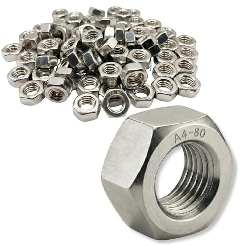 PRORAJE Tuerca Inox M16 Hexagonal HU de acero INOX A4 para tornillos, varillas roscadas, pernos Ø 16mm / diam. 16 mm | Tuercas DIN 934 / ISO 4032 | Tornillería inoxidable A4-80 (V4A/316): LOTE DE 5