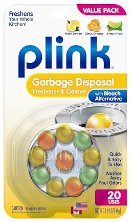 Plink Garbage Disposer Freshener and Cleaner, Sink Disposal Odor Eliminator, Quick and Easy-to-Use Capsules, Septic-Friendly, Citrus Scents, 20 Count Package