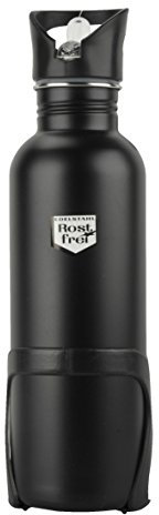 FISCHER Trinkflasche aus sehr robustem Edelstahl inkl. Halter, schwarz, 750 ml