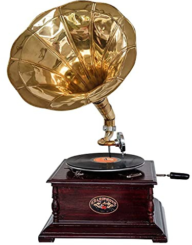 Nostalgie Grammophon Gramophone Dekoration mit Trichter Grammofon Antik-Stil (g)