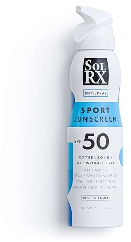 SolRX SPORT SPRAY SPF 50 Sunscreen Spray SPF50, Reef Friendly, Broad Spectrum Sunscreen for Face and Body, Oxybenzone Free