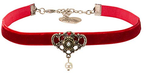 Alpenflüstern Trachten-Samt-Kropfband Hedy - nostalgische Trachtenkette enganliegend, Kropfkette elastisch, Damen-Trachtenschmuck, Samtkropfband schmal (in traditionellen Farben) DHK225