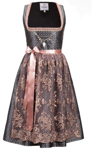 Edelnice Trachtenmode Esclusivo designer Midi Dirndl Beatrice con grembiule da dirndl e Charivari 32-54 antracite. 40