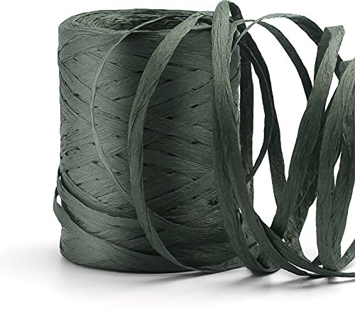 KAMAIKA 100M Bastbänder Bast-Papierschnur, Dunkelgrün Natürliches Bastband, Bastseil, Künstlerisches Geschenkband Zum Verpacken Von Geschenk, Bastelprojekten, Weben Und Gärtnern