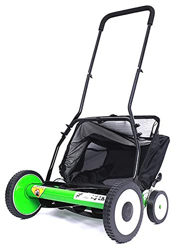 TIM-LI Tosaerba Manuale A Quattro Ruote da 16, Tosaerba A Spinta Manuale/Diserbatrice da Giardino con Raccoglierba per Giardino, Cortile E Fattoria