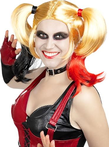 Funidelia | Harley Quinn Arkham City Perücke für Damen Superhelden, DC Comics, Suicide Squad - Zubehör für Erwachsene, Zubehör für Kostüm - Gelb