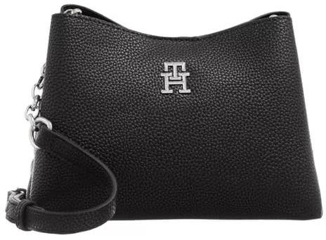 Tommy Hilfiger Damen Umhängetasche TH Emblem Crossover mittelgroß, Schwarz (Black), Einheitsgröße