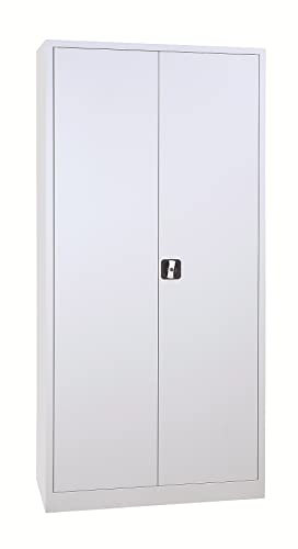 Schrank & Stuhl Mehrzweckschrank | Besenschrank | Spindschrank mit Hakenleiste und 6 Fächern, 180x80x38, komplett montiert, Grau