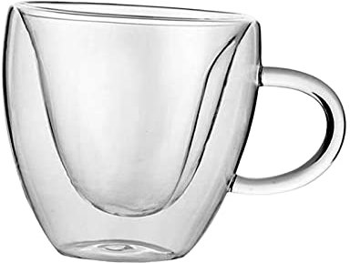 JISADER Taza de café de Doble Pared de borosilicato, Tazas de de Cristal Caliente, Vasos Transparentes Resistentes al Calor para Beber, 150 ml