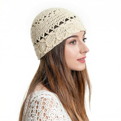 ZLYC Häkelmütze aus Baumwolle für Damen | Sommer Crochet Hat