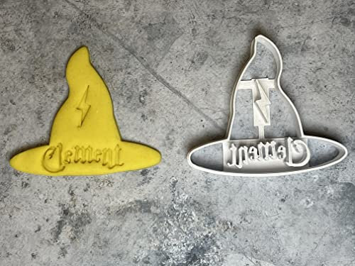 ELACE Emporte Pièce Chapeau Sorcier A Personnaliser Avec Prénom - Moule Petit Beurre - Emporte Piece Avec Prénom Biscuits, Gâteaux, Décorations - Idéal pour Cuisson, Artisanat, Enfants et Adultes