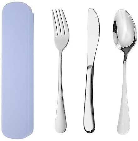 YUDANSI Stainless Steel Camping Cutlery Set, 3Pc Knife Fork Spoon for Outdoor Travel Picnic Office School, Portable Office School Lunch Box Stainless Steel Flatware,Outdoor Camping Travel Cutlery Set