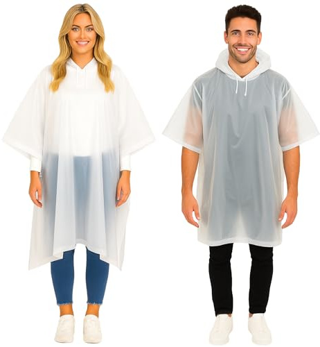 REDSTAR Poncho Pluie Imperméable Femme et Homme avec Capuche - 2 pièces, Enfilage par la tête, Poncho de pluie long pour adultes, Pliable, Pour festival, randonnée, visites, vélo