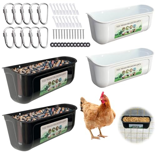 Tefola 4 Stück Futtertrog für Hühner, Ente, Ziege, Schaf, Gans, Schwein, Schwein, Geflügel, Futtertrog, Eimer, Futterbehälter für Vieh