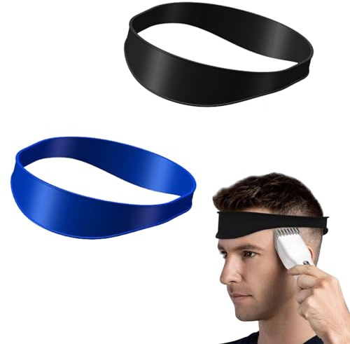 Vexquivera 2 PCS Curved Silicone Haircut Band, Hair Trimming Guide Men DIY Home Haircuts Self Haircut Band Hair Trimming Guide Easy Use Tool Soft Portable Haircuts Haircut Band With Softness And