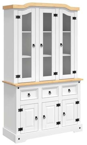 vidaXL Highboard Corona White 112x43x191.5 cm Solid Wood Mexican Pine
