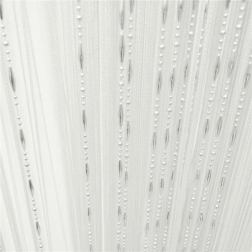 Zomanon 1m x2m Beaded String Curtain With Rod Processing Window Door Beauty Decorative Panel Room Divider Fly Screen Blind Tassel (White)