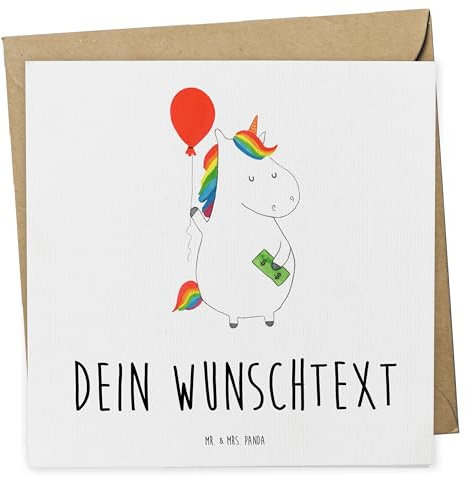 Mr. & Mrs. Panda Personalisierte Deluxe Karte Einhorn Luftballon - Geschenke, Grußn personalisiert, Geld, Unicorn