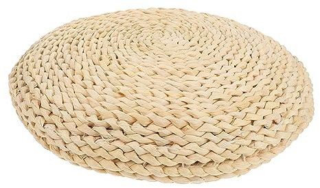 KICHOUSE Tatami Floor Pillow Sitting Cushion Round Padded Room Floor Straw Mat Indoor Outdoor Seat Cotton Filled Yoga Meditation Seat Mat for Home Garden Tea Room