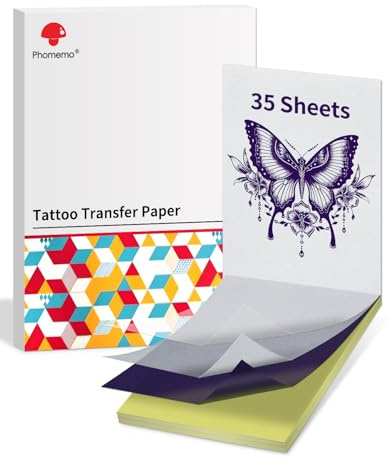 Phomemo 35 ark tatuering överföringspapper, stencil papper A4-tatueringspapper, tatueringsöverföringspapper för skrivare kompatibel med M08F TP81 TP83 TP88 Tattoo Stencil Machine