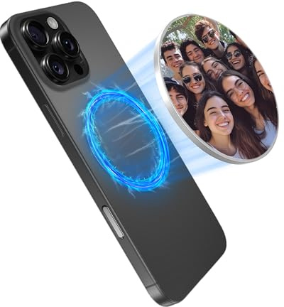 FARWAYVIEW Magnetischer Selfie Spiegel für Handy, Alu Wölbspiegel | für MagSafe, Weitwinkel Wölbspiegel, Rückkamera Vlogging, Live Streaming, 20g Ultraleicht, PU-Leder Schutzhülle