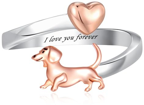 PROESS Dackel Ringe 925er Sterlingsilber Dackelringe verstellbare Wiener Hunde ringe Dackel Schmuck Geschenke für Mädchen Frauen