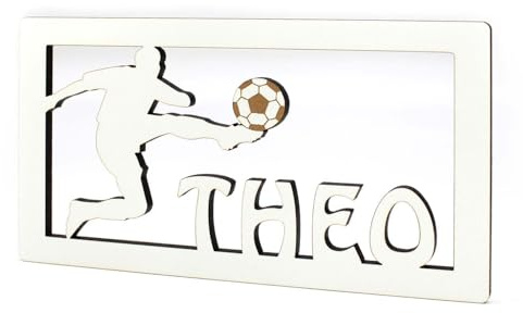 Dekolando Türschild Kinderzimmer personalisiert Fußball - selbstklebendes Schild mit Name und Motiv - Türdeko Kinder Jungen Fußballer Torwart - 18 x 10 cm